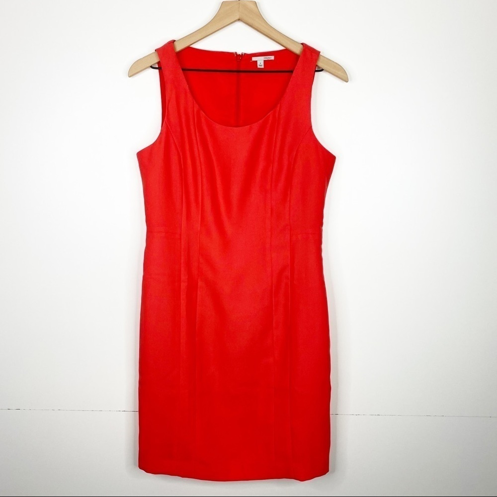 Halogen Bright Coral Scoop Neck Sleeveless Knee Length Shift  8 EUC